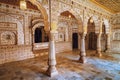 Historic Junagarh Fort royal palace interior architecture with medieval wall art at Bikaner, Rajasthan, India