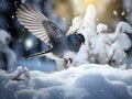Ai Generated illustration Wildlife Concept of Junco bird in the snow Royalty Free Stock Photo