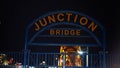 Junction Bridge in Little Rock illuminated at night - LITTLE ROCK, UNITED STATES - NOVEMBER 05, 2022