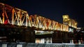 Junction Bridge in Little Rock illuminated at night - LITTLE ROCK, UNITED STATES - NOVEMBER 05, 2022