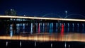 Junction Bridge in Little Rock illuminated at night - LITTLE ROCK, UNITED STATES - NOVEMBER 05, 2022