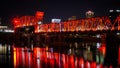 Junction Bridge in Little Rock illuminated at night - LITTLE ROCK, UNITED STATES - NOVEMBER 05, 2022