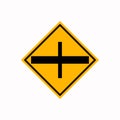 Junction Crossroads Junction Traffic Road Sign,Vector Illustration, Isolate On White Background Label Royalty Free Stock Photo