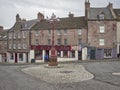 The junction between High Street and Church Street in the County Town of Brechin, with the terraced buildings. Royalty Free Stock Photo