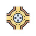 Color illustration icon for Junction, join and road