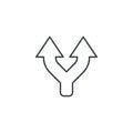 Junction, Separation, Two paths, ways thin line icon. Linear vector symbol