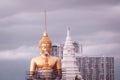 June 2020 Bangkok Thailand Giant golden Buddha under construction change skyline in Bangkok at Wat Paknam temple in Phasi Charoen