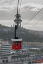 cable car transportation in Barceloneta at cold rainy day Royalty Free Stock Photo