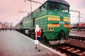 June 22, 2015-Barnaul, Russia. The railway carriage crew prepares the train for departure