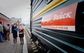 June 22, 2015-Barnaul, Russia. The railway carriage crew prepares the train for departure