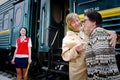 June 22, 2015-Barnaul, Russia. The railway carriage crew prepares the train for departure