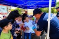 June 1, 2022 Beltsy Moldova. Illustrative editorial background. Police conduct safety training with schoolchildren