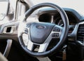 June 27, 2023, Brazil. In this photo, Ford logo on vehicle steering wheel