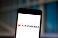 June 19, 2019, Brazil. In this photo illustration the Air Canada logo is displayed on a smartphone