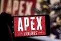 June 6, 2019, Brazil. In this photo illustration the Apex Legends logo is displayed on a smartphone Royalty Free Stock Photo