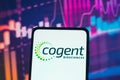 June 11, 2022, Brazil. In this photo illustration, the Cogent Biosciences logo seen displayed on a smartphone screen Royalty Free Stock Photo