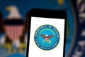 June 1, 2019, Brazil. In this photo illustration the Department of Defense United States logo is displayed on a smartphone