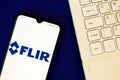 June 8, 2020, Brazil. In this photo illustration the FLIR Systems logo seen displayed on a smartphone Royalty Free Stock Photo
