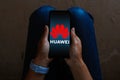 June 12, 2023, Brazil. In this photo illustration, the Huawei Technologies logo is displayed on a smartphone screen