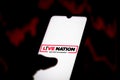 June 19, 2020, Brazil. In this photo illustration the Live Nation Entertainment logo seen displayed on a smartphone Royalty Free Stock Photo