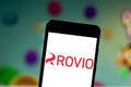 June 10, 2019, Brazil. In this photo illustration the Rovio Entertainment Corporation logo is displayed on a smartphone Royalty Free Stock Photo