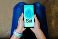 June 20, 2023, Brazil. In this photo illustration, the Sui logo is displayed on a smartphone screen