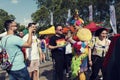 08 June 2019 Bulgaria Many people talking and smiling during the Sofia Pride parade