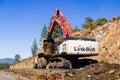 Heavy machinery working on highway construction site