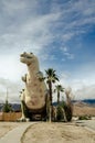 CABAZON, CALIFORNIA: A t-rex statue dinosaur at a roadside attraction