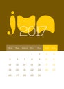 June 2017 Calendar - Beautiful, Modern, Fresn, Clean and Cool Royalty Free Stock Photo