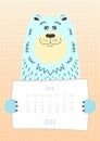 2023 june calendar, cute polar bear animal holding a monthly calendar sheet