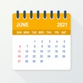 June 2021 Calendar Leaf. Calendar 2021 in flat style. Vector illustration. Royalty Free Stock Photo