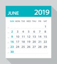 June 2019 Calendar Leaf - Vector Illustration Royalty Free Stock Photo