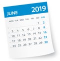 June 2019 Calendar Leaf - Vector Illustration Royalty Free Stock Photo