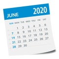 June 2020 Calendar Leaf - Vector Illustration