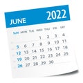 June 2022 Calendar Leaf - Vector Illustration Royalty Free Stock Photo