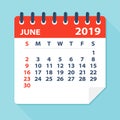 June 2019 Calendar Leaf - Vector Illustration