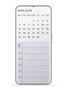 June 2023 calendar smartphone