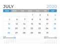 June 2020 Calendar Template, Desk Calendar Layout  Size 8 X 6 Inch, Planner Design, Week Starts On Sunday, Stationery Design