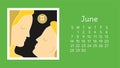 June 2020. Calendar. Vector horoscope gemini. Astrological calender. Color design