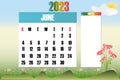 June 2023 - Calendar. Week starts on Sunday