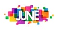 JUNE colorful overlapping squares banner Royalty Free Stock Photo