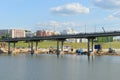 Construction, repair of a road bridge across the river. Cheboksary. Russia