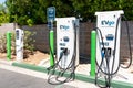 June 20, 2019 Cupertino / CA / USA - EVgo charging station located in a parking lot in South San Francisco bay area; EVgo is