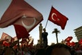 July 15 Day of Democracy in Turkey Izmir. People holding Turkish Royalty Free Stock Photo