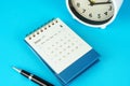 June 2024 Desk Calendar on Blue Background