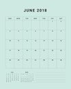 June 2018 desk calendar vector illustration