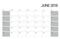 June 2018 desk calendar vector illustration