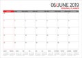 June 2019 desk calendar vector illustration Royalty Free Stock Photo