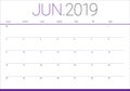 June 2019 desk calendar vector illustration Royalty Free Stock Photo